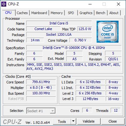 The Intel Comet Lake Core i9-10900K, i7-10700K, i5-10600K